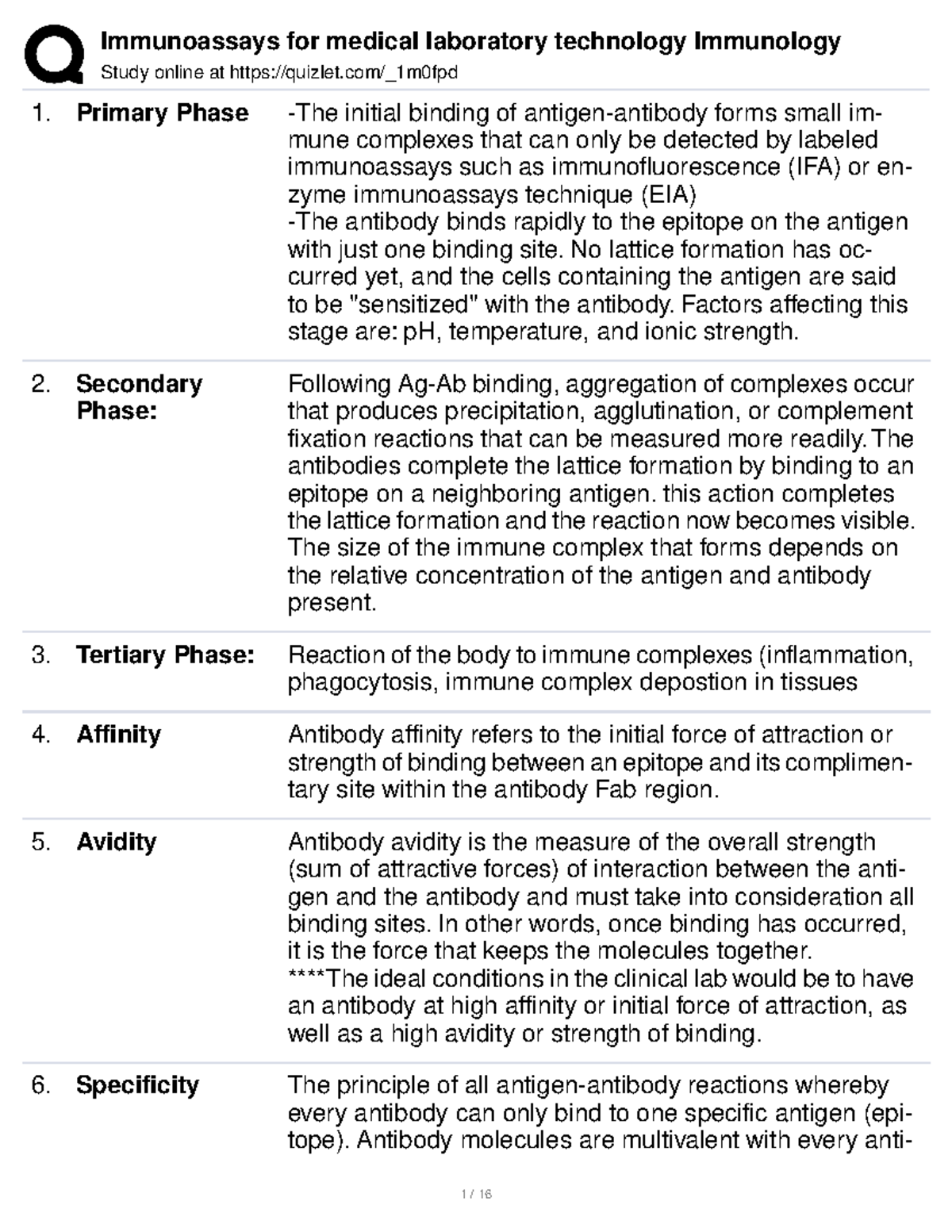 Immunoassays for medical laboratory technology Immunology Study
