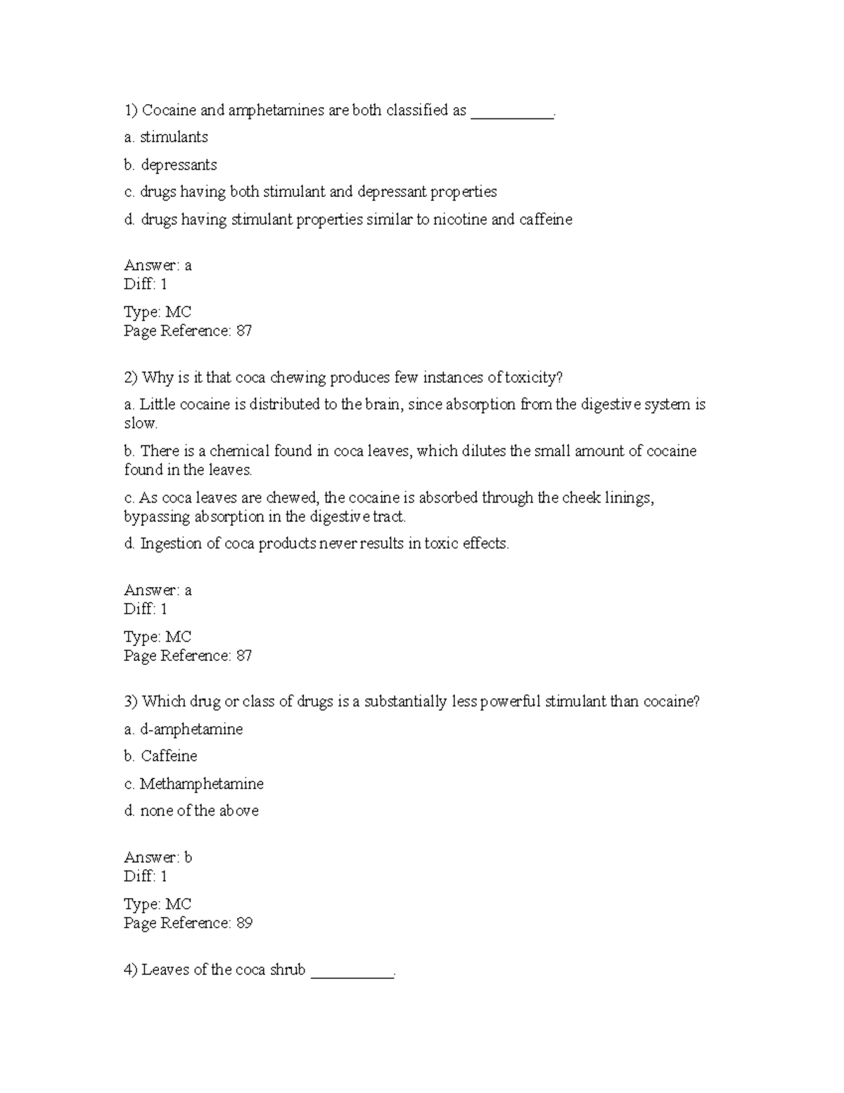 Ch04 Mc-questions-tif - Cocaine And Amphetamines Are Both Classified As 