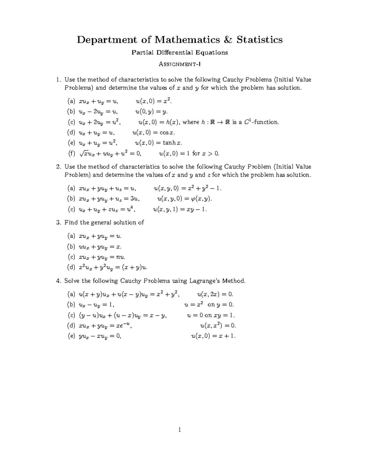 Pde 1 Assignment 1 Studocu