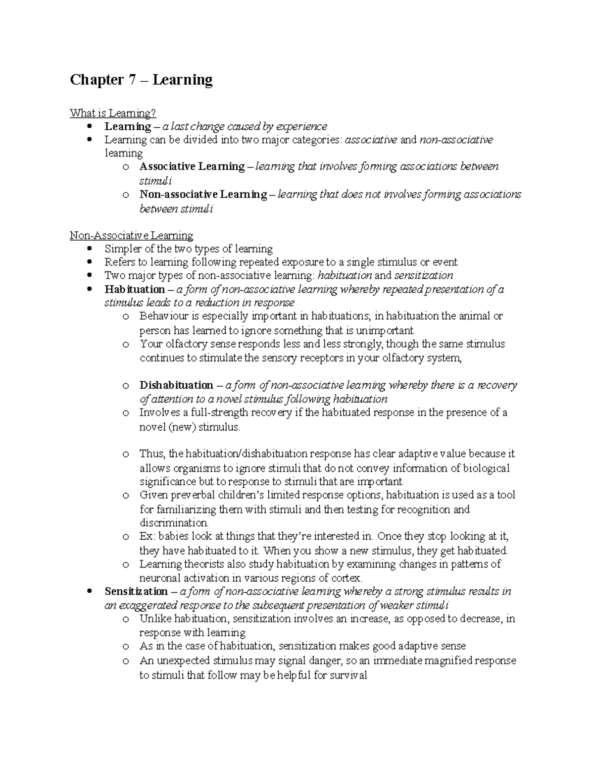 Psychology 1000 - Chapter 7 Learning What is Learning? Learning a last ...
