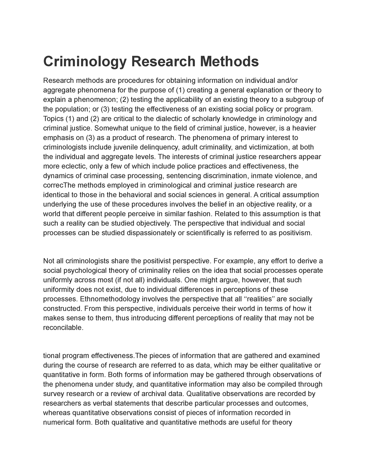 criminological research 2 thesis writing and presentation