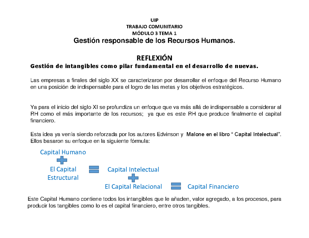 Reflexion Modulo 3 - Nuestro desarrollo como personas. - UIP TRABAJO ...