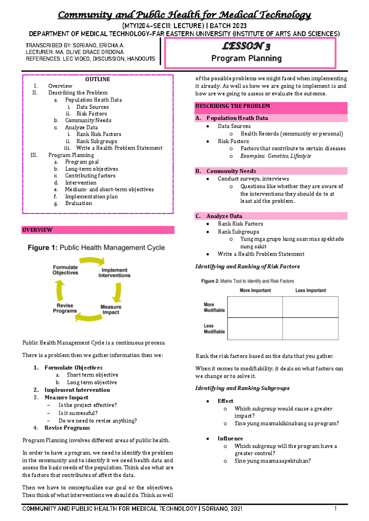Lesson 3 Program Planning Community And Public Health For Medical