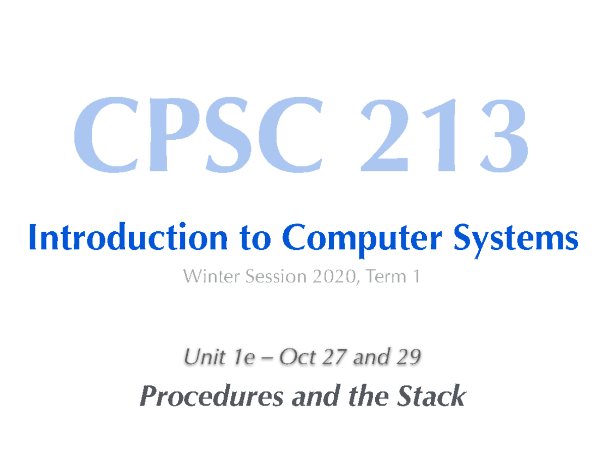 213 1e Oct27 5pm - 3sdjhlfak; - CPSC 213 - Introduction To Computer ...