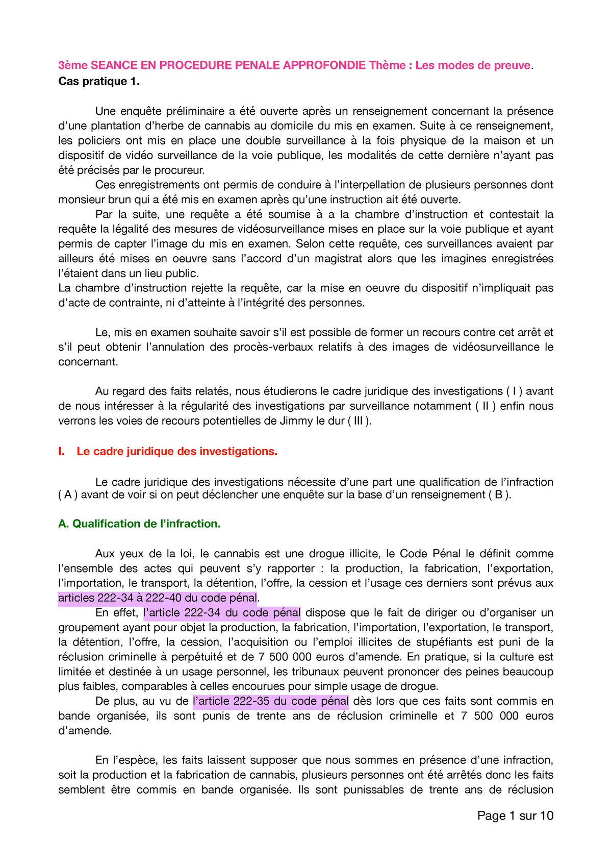 TD7 Procédure Pénale - Cas Pratique Master - 3 ème SEANCE EN PROCEDURE ...