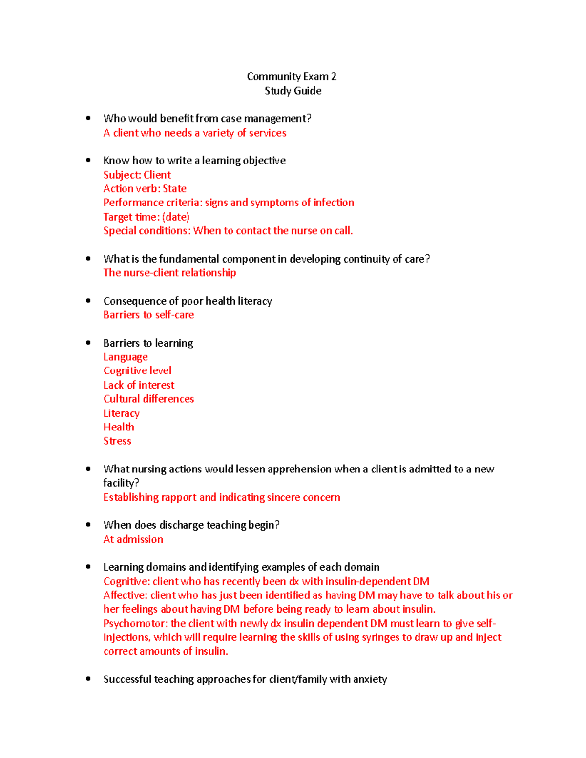 Community Exam 2 Study Guide Community Exam 2 Study Guide Who Would