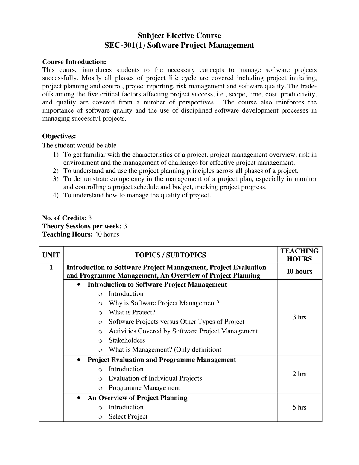 Syllabus BCA Sem-5 - Subject Elective Course SEC-301(1) Software ...