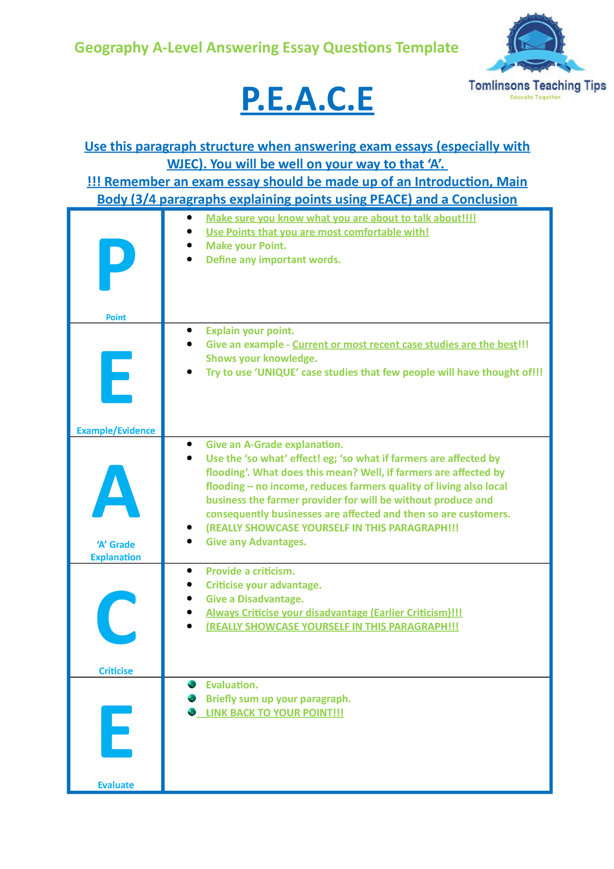 geography essay template