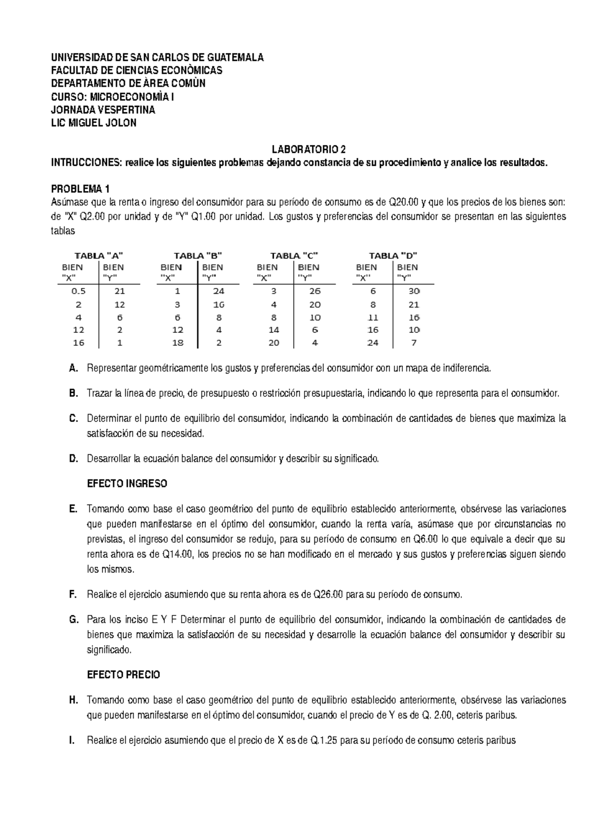 Laboratorio 2 Microeconomia Studocu