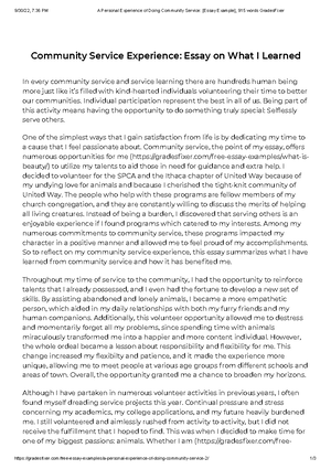 Weekly report 2-9-2023 - COMMUNITY SERVICE WEEKLY REFLECTIONS STUDENT ...