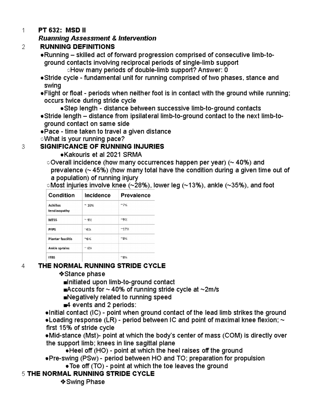 Running Lecture 1 PT 632 MSD II Ruanning Assessment & Intervention 2
