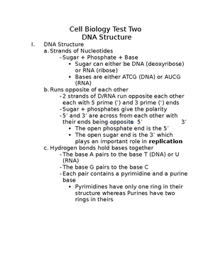 CELL Biology EXAM 1 Outline-1 - CELL EXAM 1 I. What Is A Cell? A. B ...