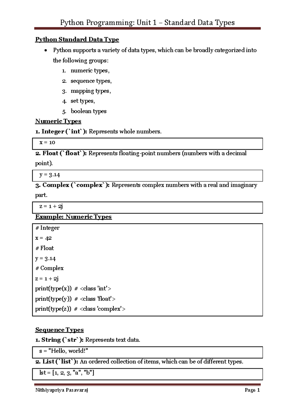 Python Standard Data Type - Python Programming: Unit 1 – Standard Data ...