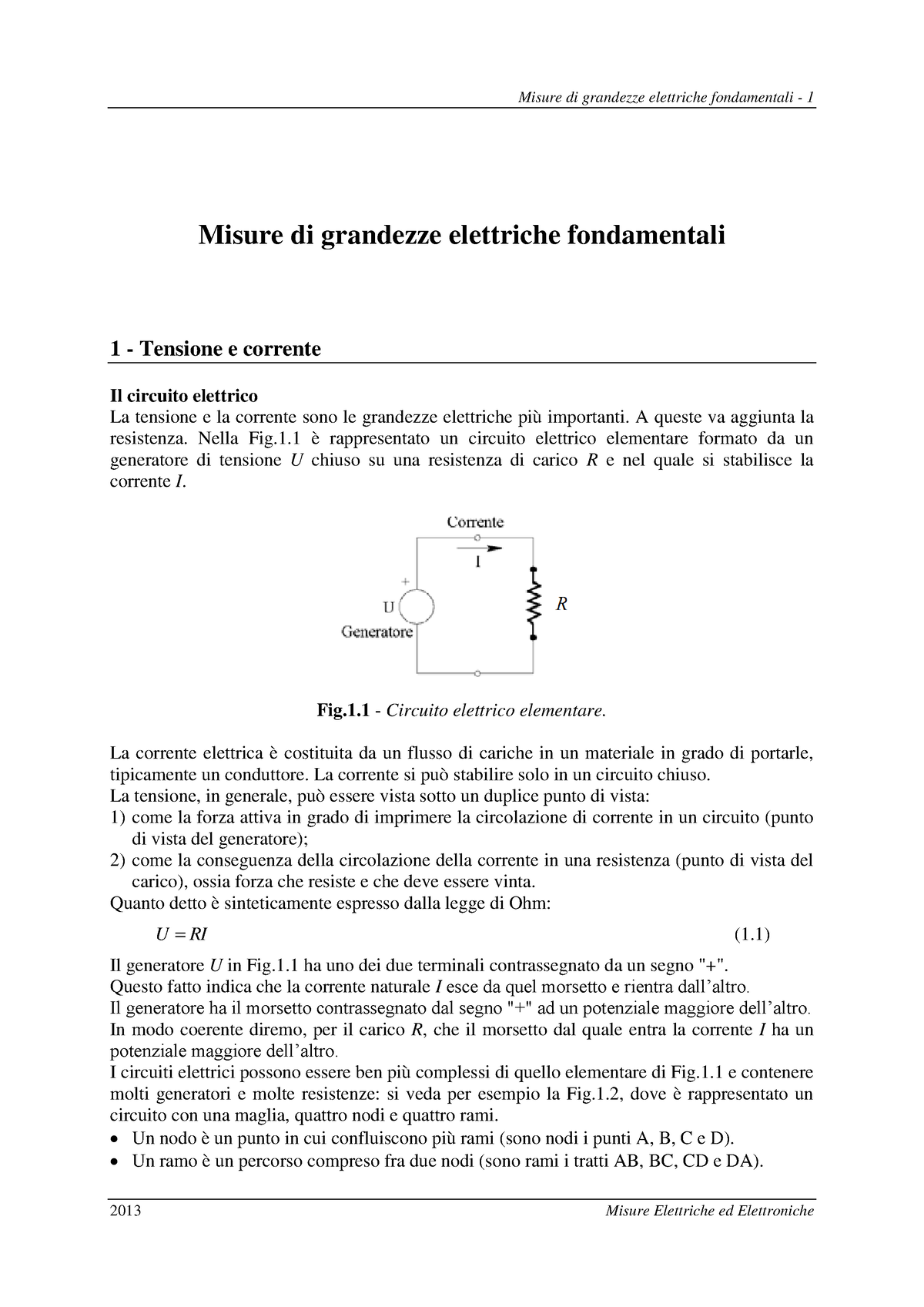 Misure Di Grandezze Elettriche Fondamentali 2017 2018 - Misure Di ...