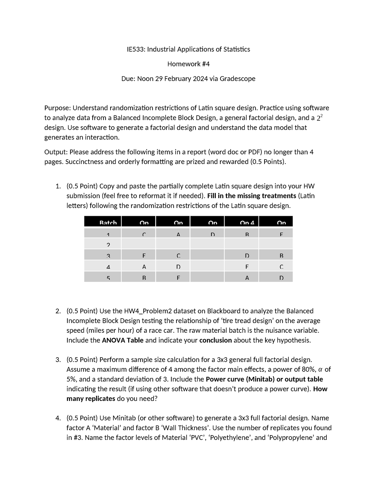 HW 4 - Factorial design - IE533: Industrial Applications of Statistics ...