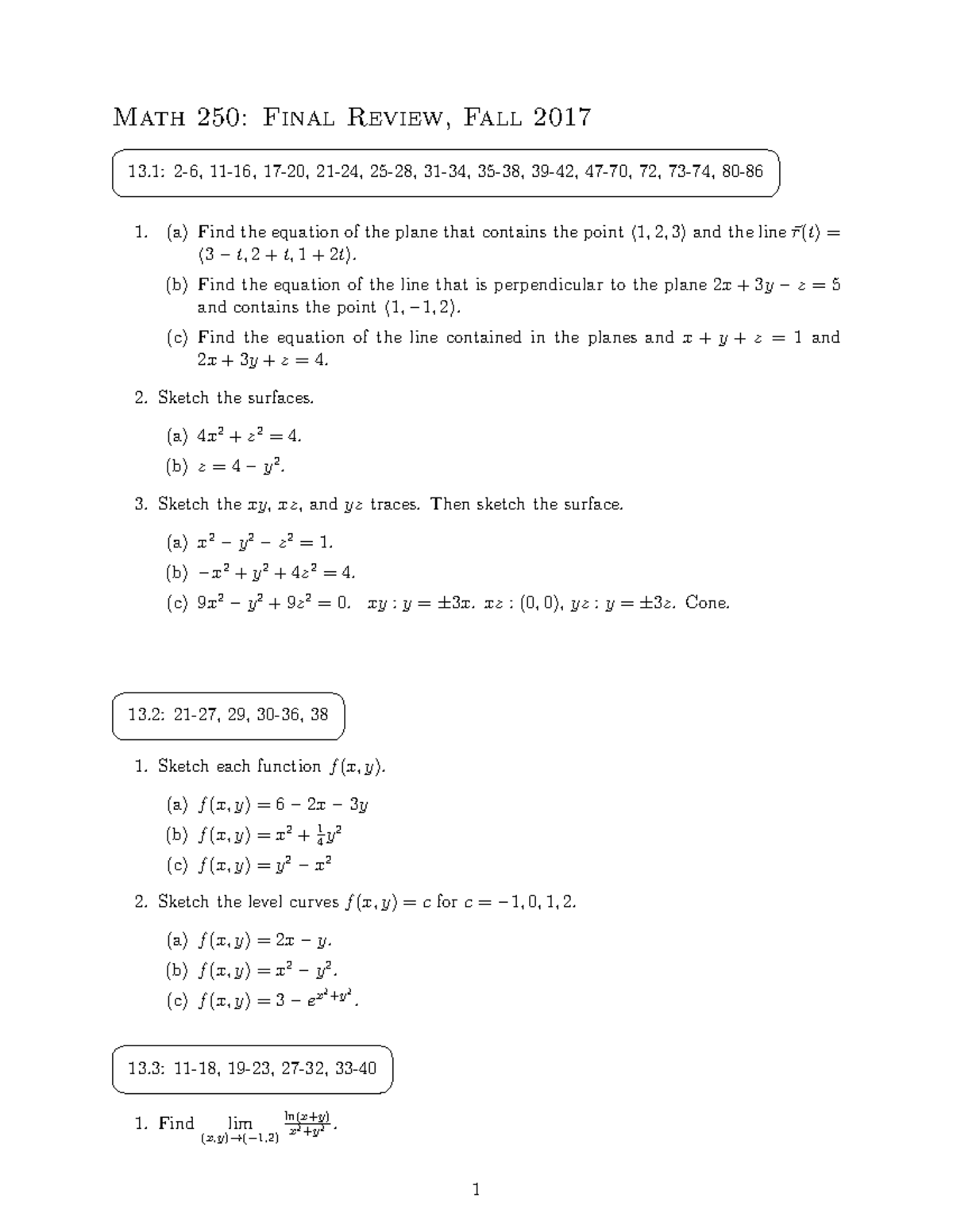 Math 250 Final Review Studocu