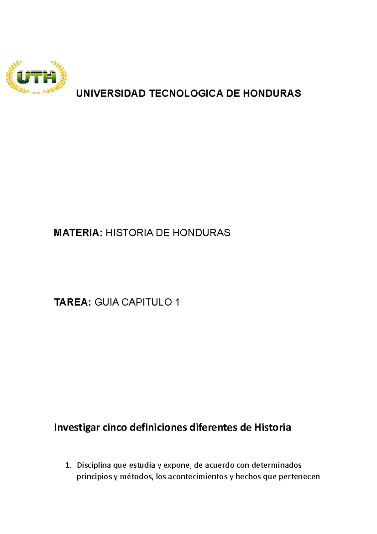 Tarea Historia Capitulo 1 Compartir - UNIVERSIDAD TECNOLOGICA DE ...