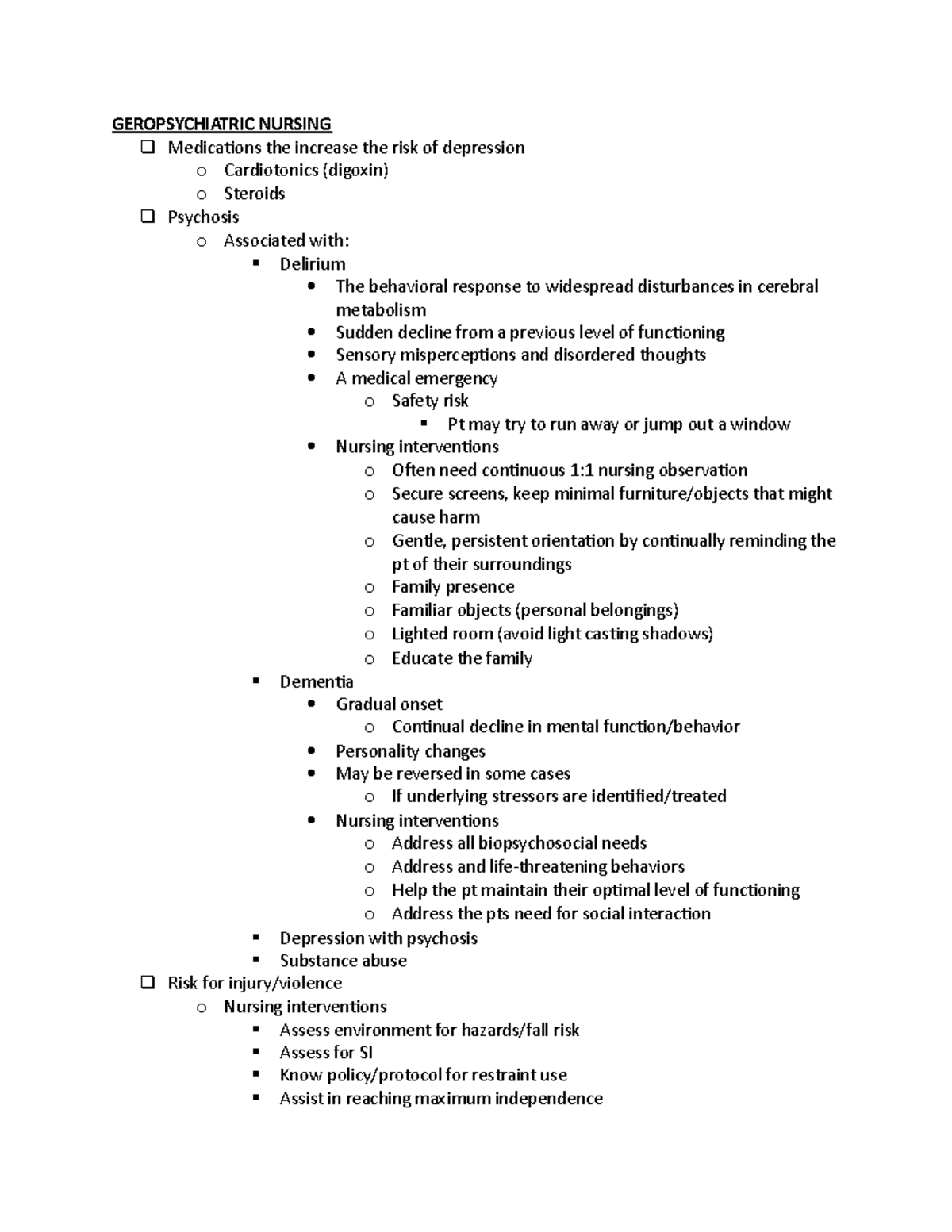 Geropsychiatric nursing:community - GEROPSYCHIATRIC NURSING q ...