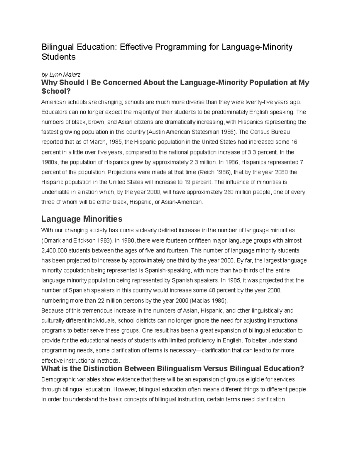 Bilingual education develops important cognitive skills such as problem ...