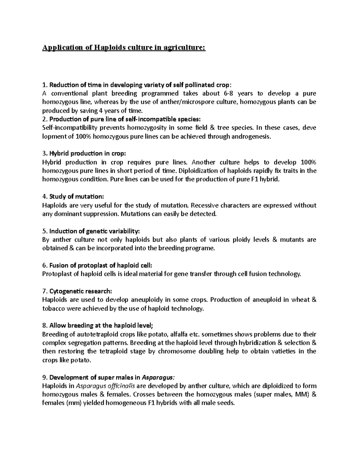 application-of-haploids-culture-in-agriculture-plant-biotechnology-studocu