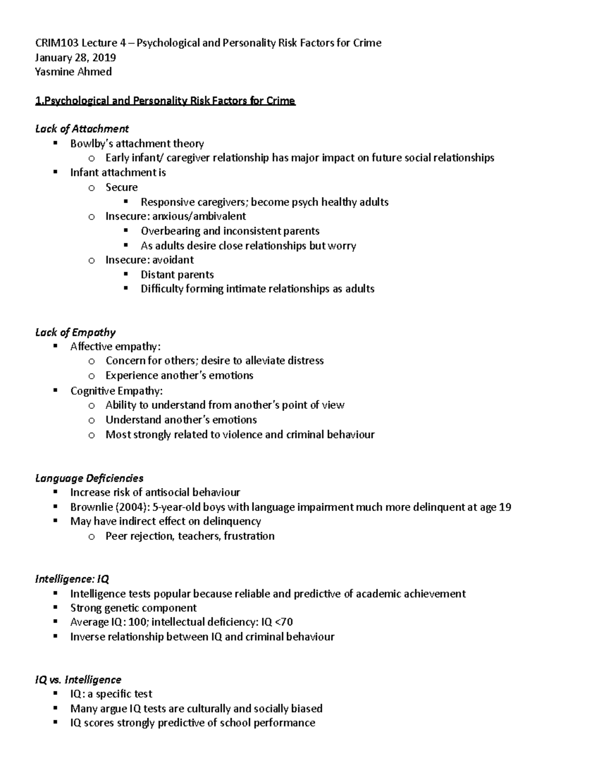 Lecture 4- Psychological & Personality Risk Factors for Crime - CRIM103 ...