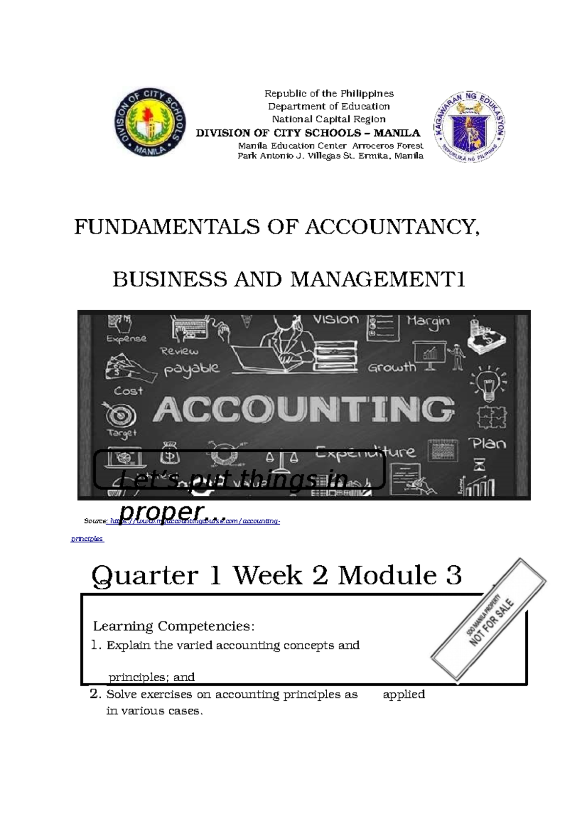 ABM 11 FABM1 Q1 W2 Mod3 - Republic Of The Philippines Department Of ...