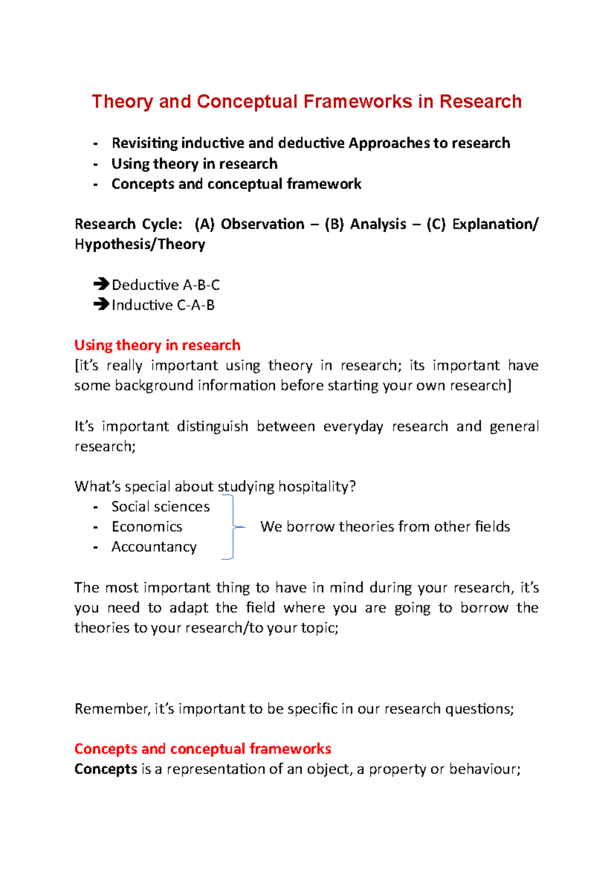Theory and Conceptual Frameworks in Research - Theory and Conceptual ...