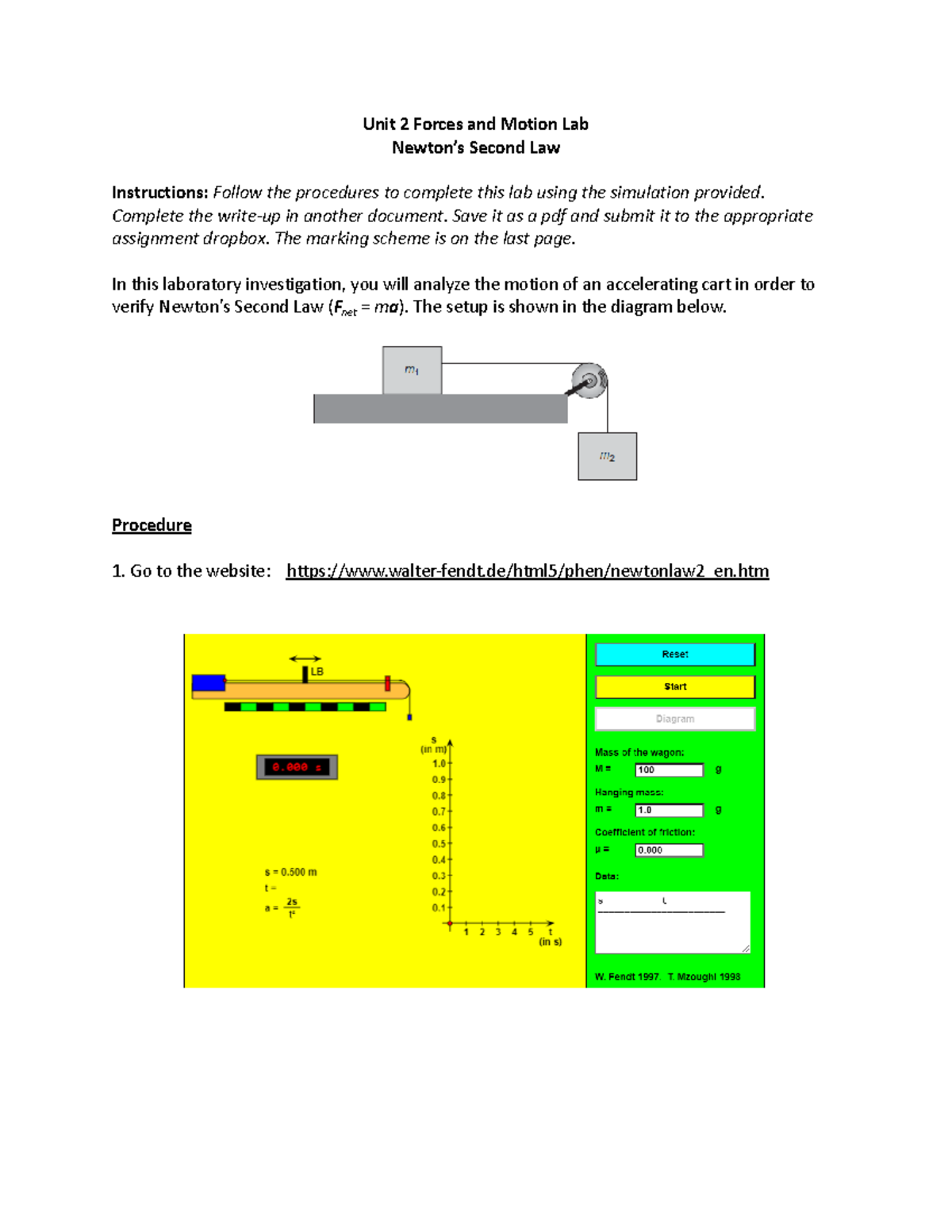 Copy of Unit 2 Lab - physics! - Unit 2 Forces and Motion LabNewton’s ...