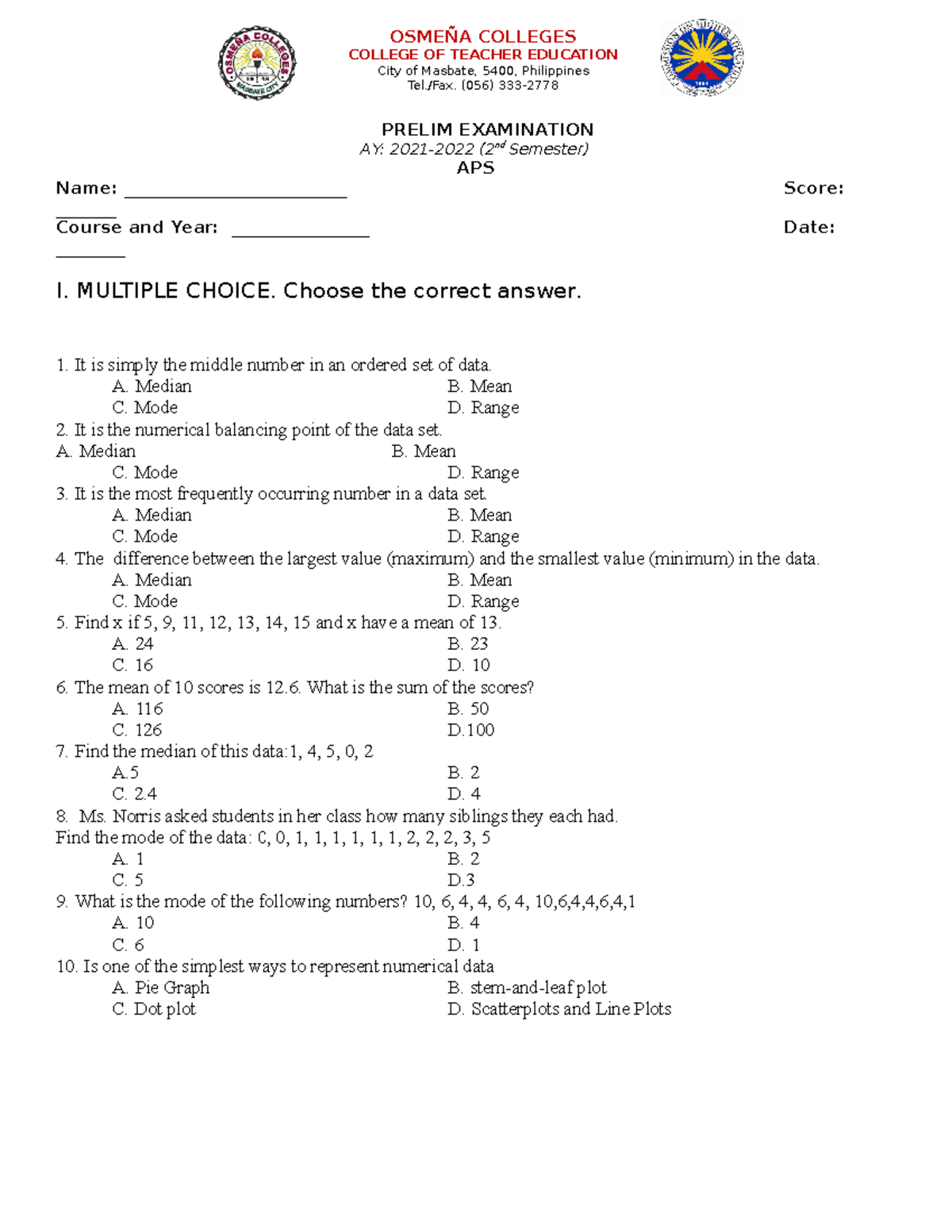 prelim-exam-aps-advance-probability-and-statistics-prelim