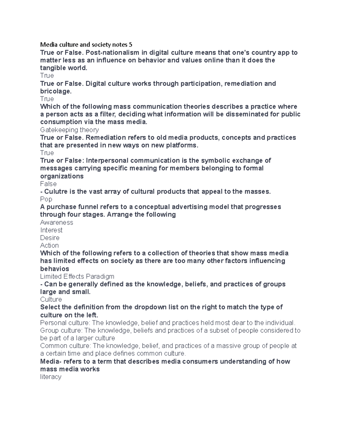 Media culture and society notes 5 - Post-nationalism in digital culture ...