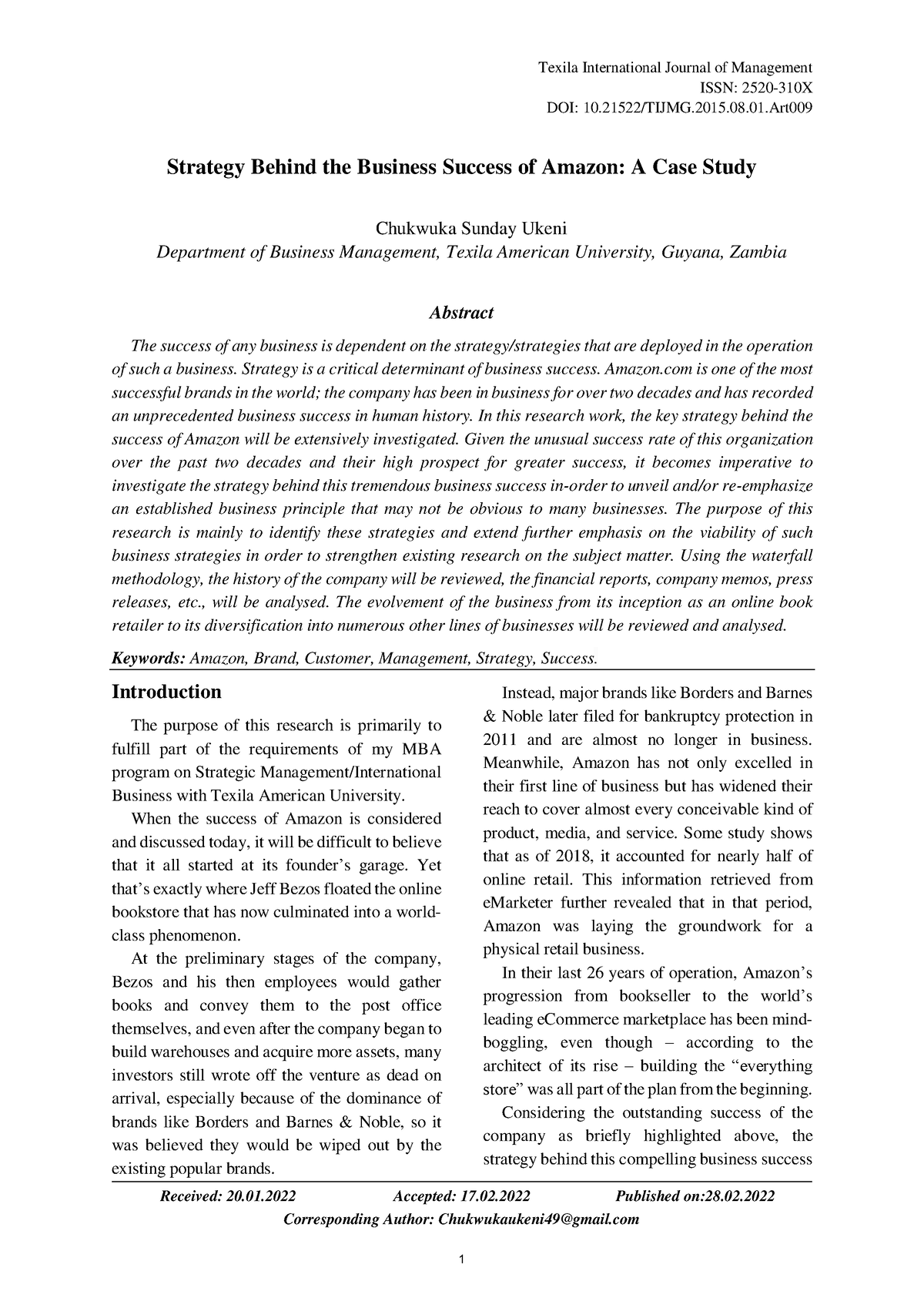 Management Vol 8 Issue 1 Article 9 - Texila International Journal of ...