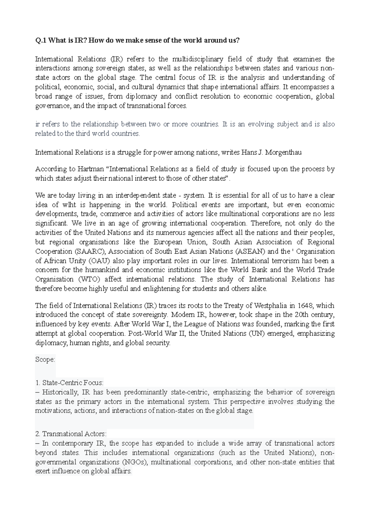 UIR Final Exam Notes - Q What is IR? How do we make sense of the world ...