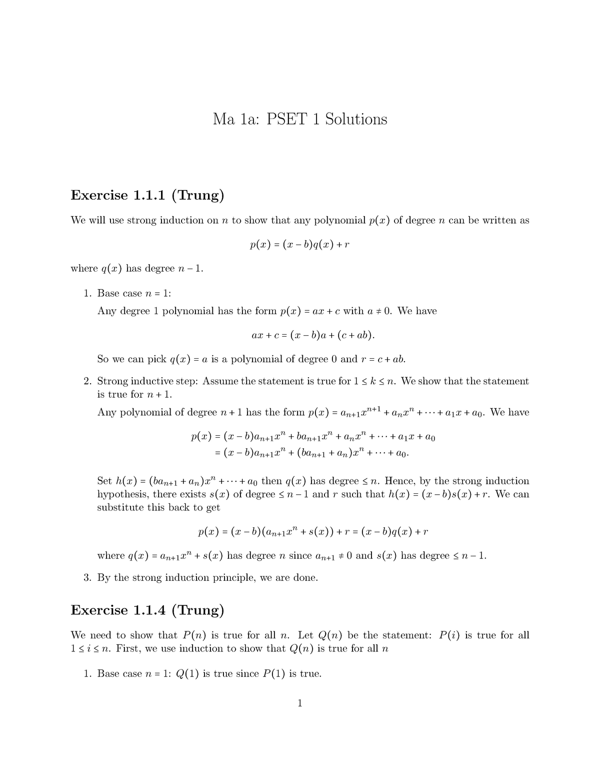 Pset1 Solutions Set1 Ma 001a Ma 1a Pset Solutions Exercise Trung We Will Studocu