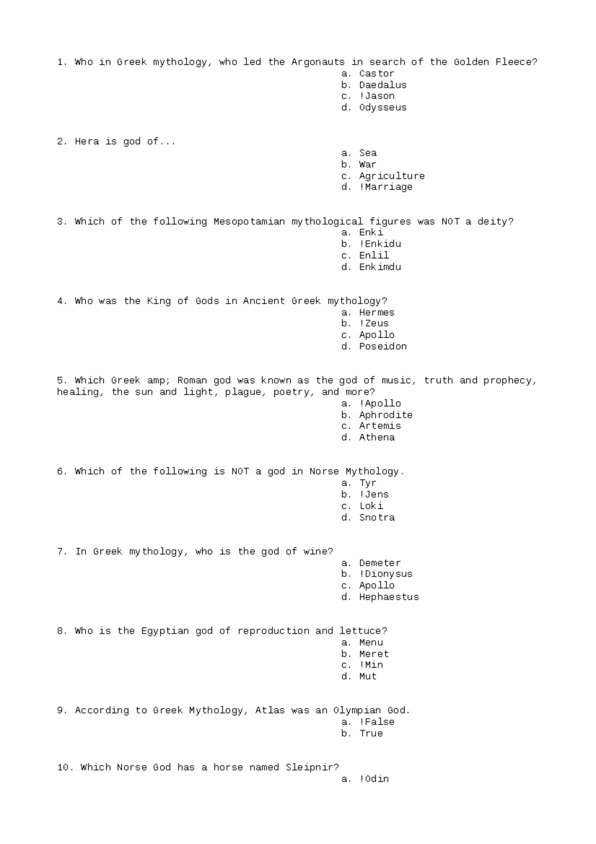 Engineering Answer 9 - Who in Greek mythology, who led the Argonauts in