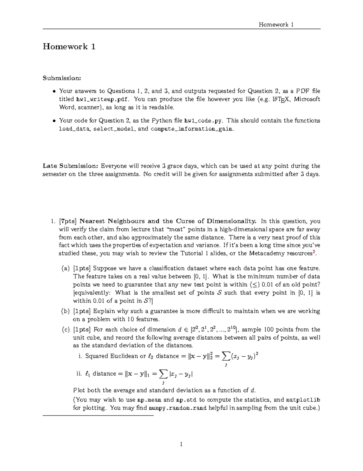 Machine learning (MLA2024) - Hw1 - Homework 1 Submission: Your answers ...