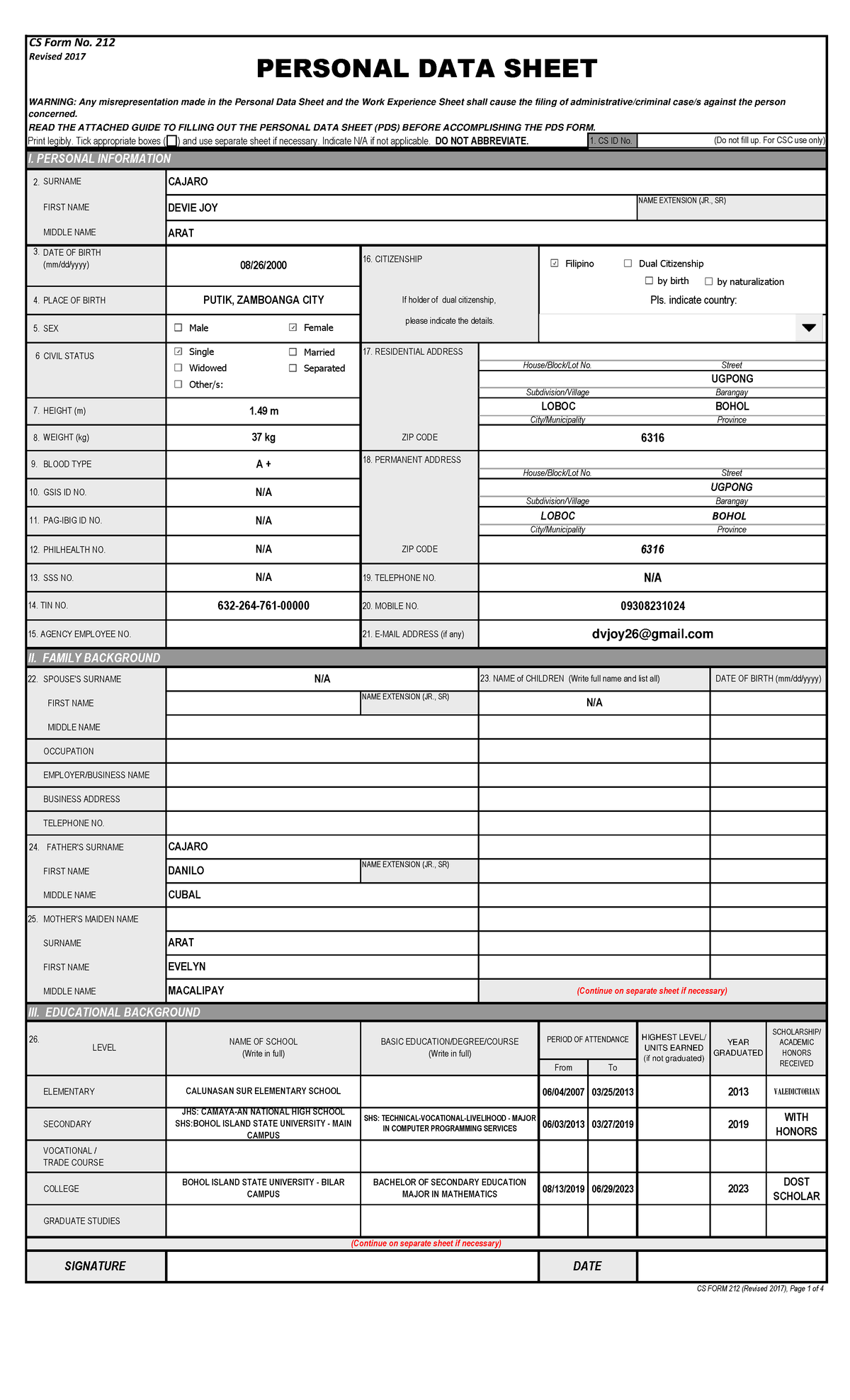 1 2 3 4 merged-2 - Sabrina - Print legibly. Tick appropriate boxes ...