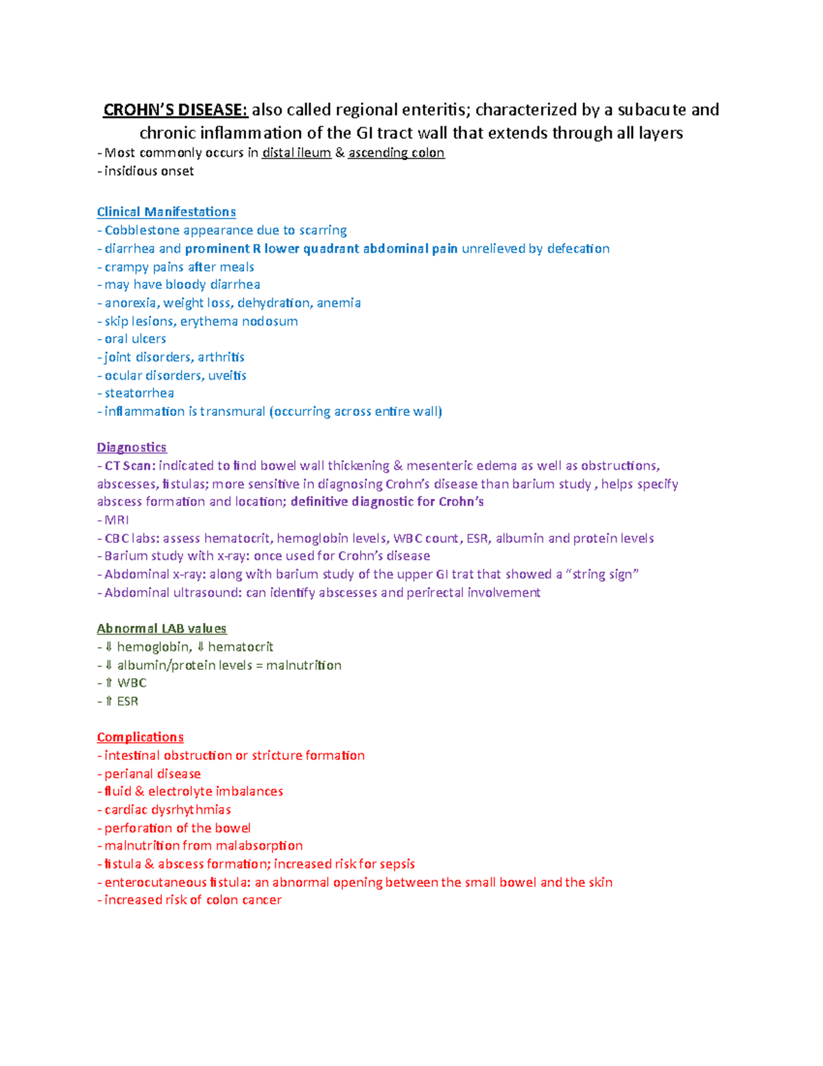 Crohn's Concept Map CROHN’S DISEASE also called regional enteritis