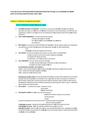 M1 - Notes de cours 1 - Conduite de projet et TIC Introduction générale ...