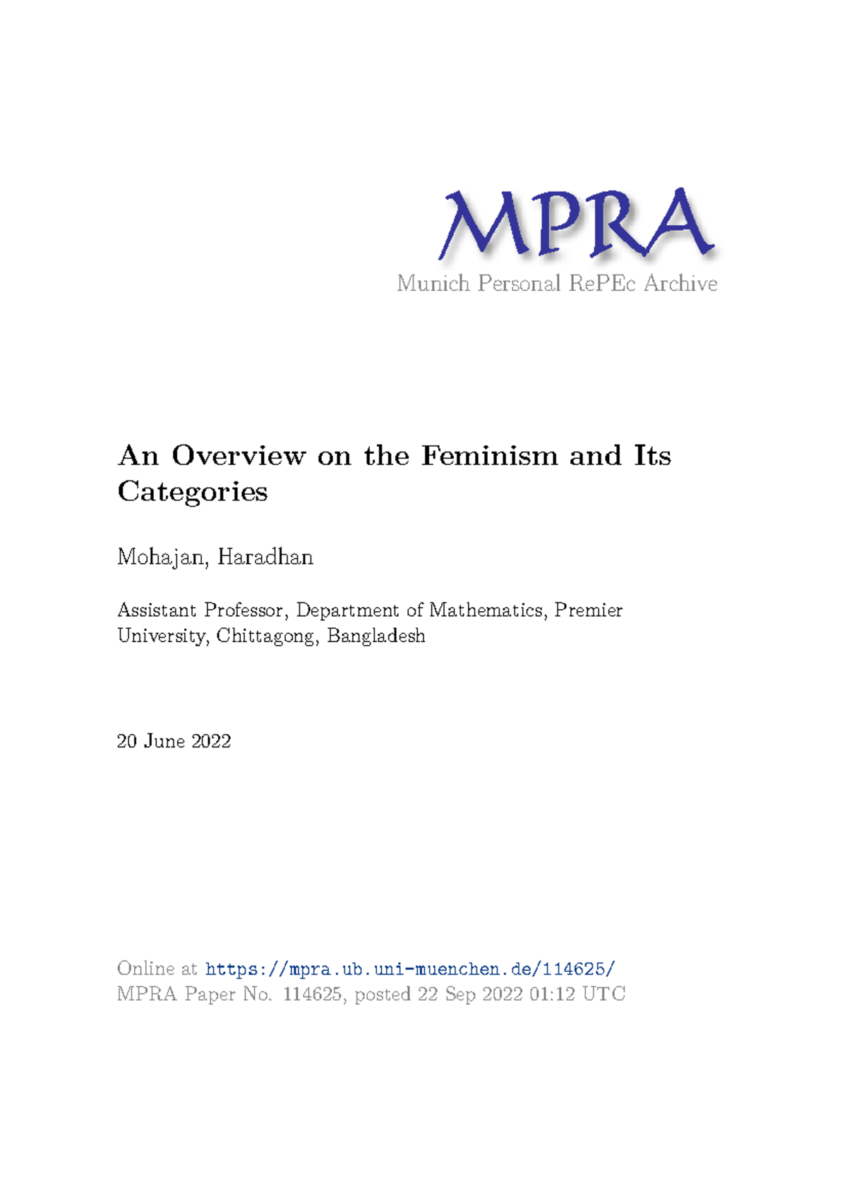 4 types of Feminism - Munich Personal RePEc Archive An Overview on the ...