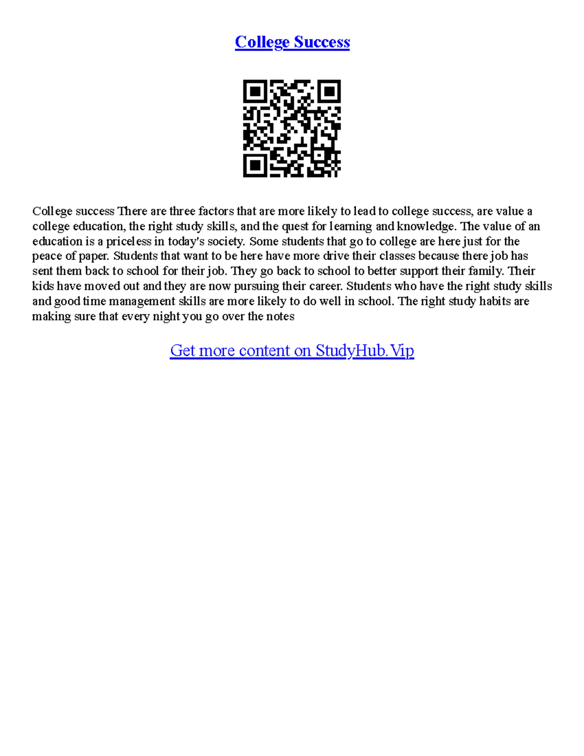 college success essay pdf