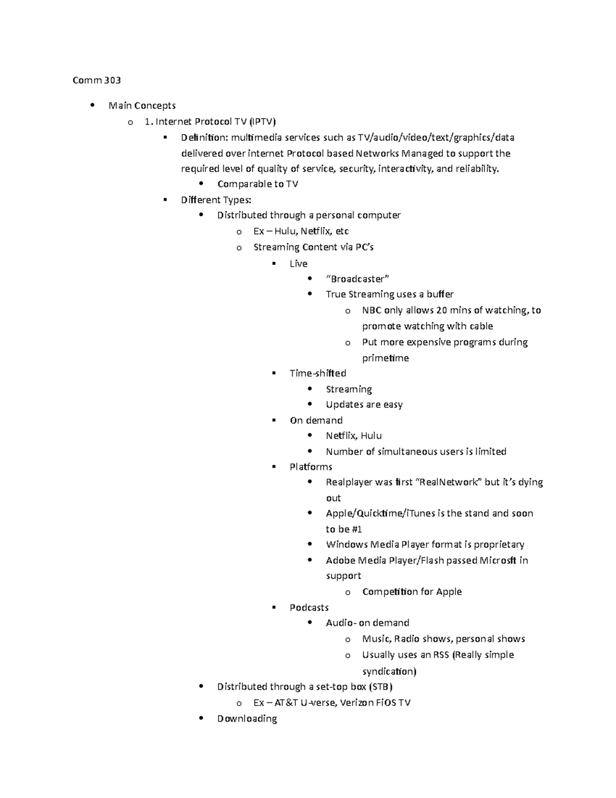 Comm 303 Lecture Notes Chapter 3 - Comm 303 Main Concepts o 1. Internet ...
