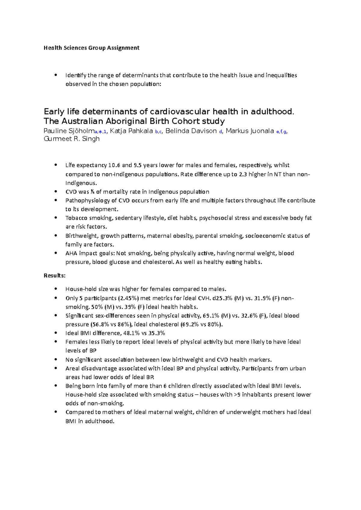 health assignment pdf