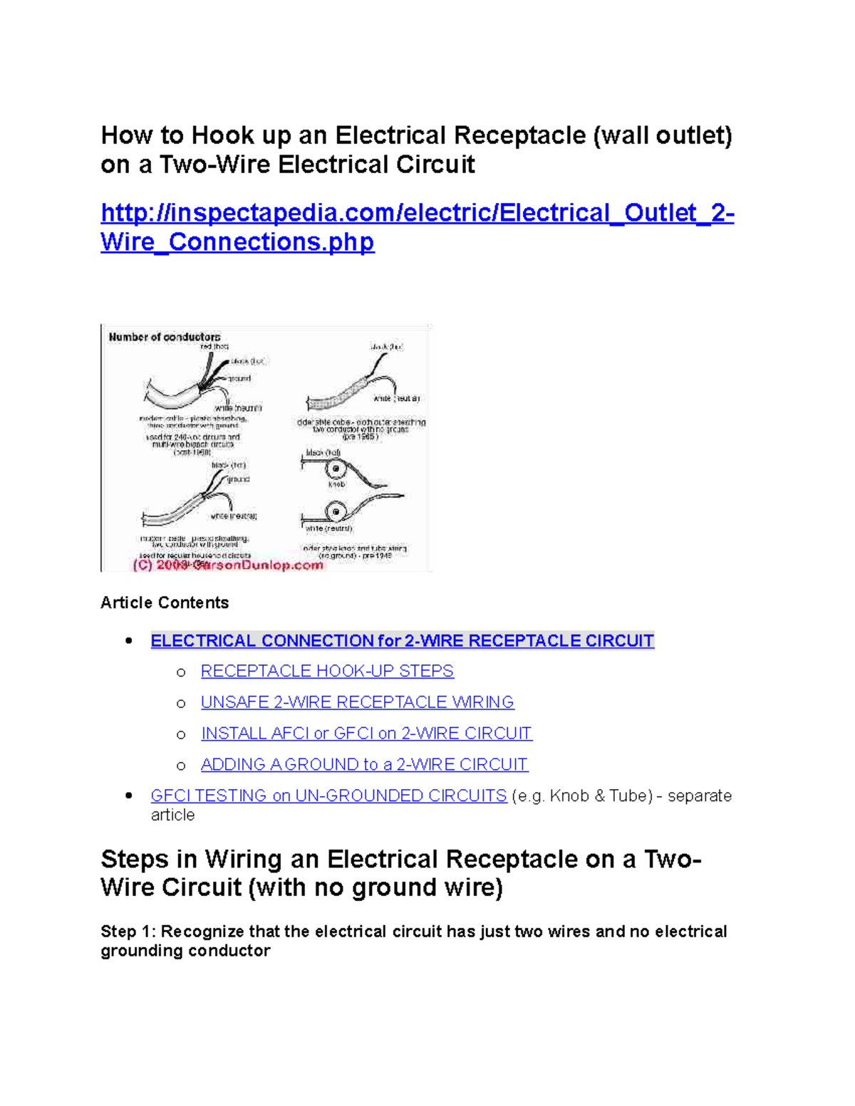 How to Hook up an Electrical Receptacle Knob & Tube) separate