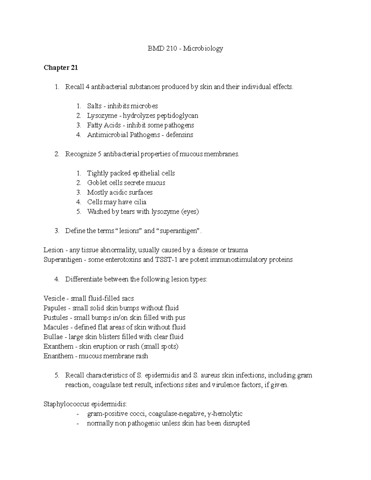 BMD 210 - Chapter 21 - Lecture Notes And Exam Prep Questions - BLY 213 ...