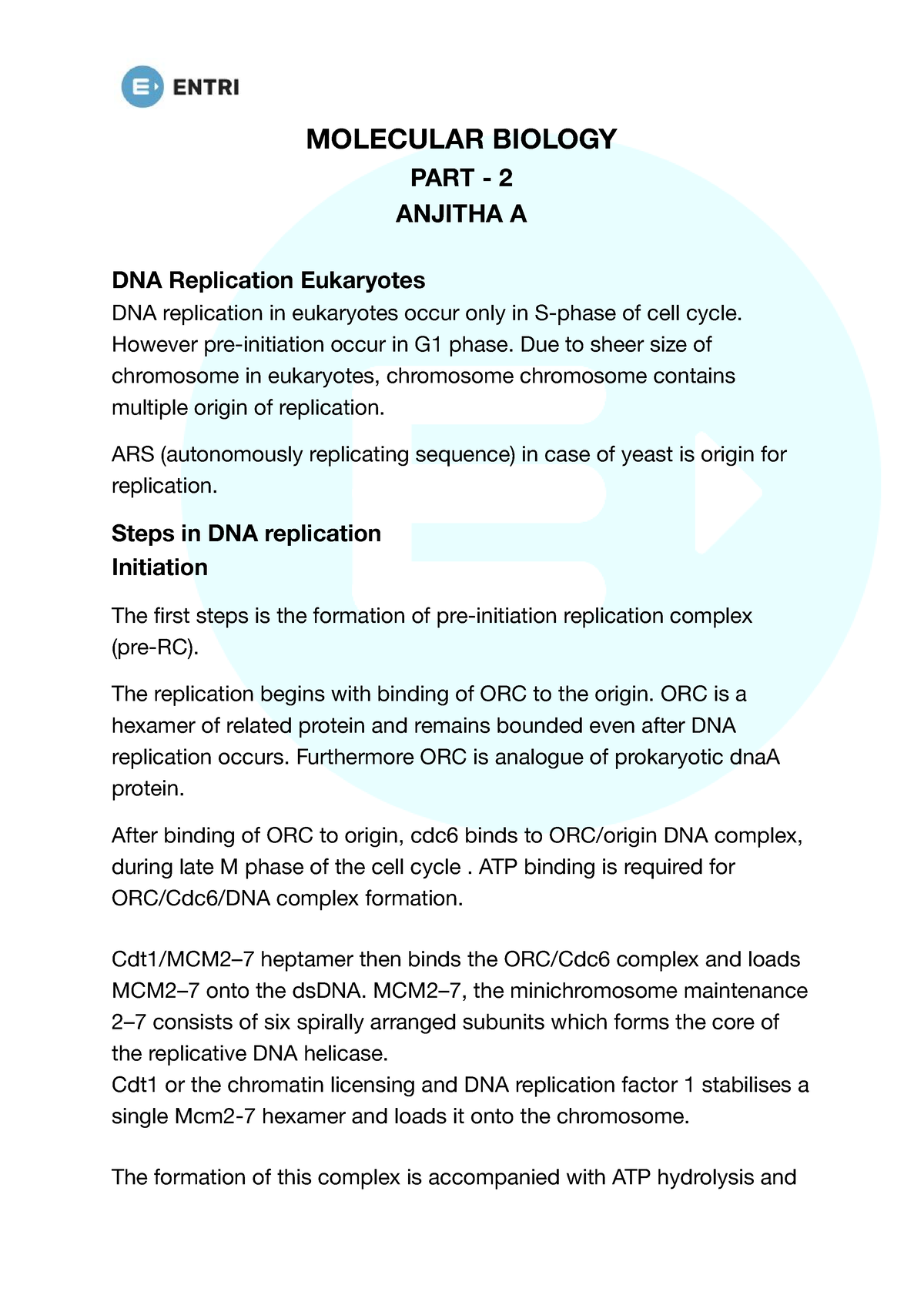 dna replication in eukaryotes essay