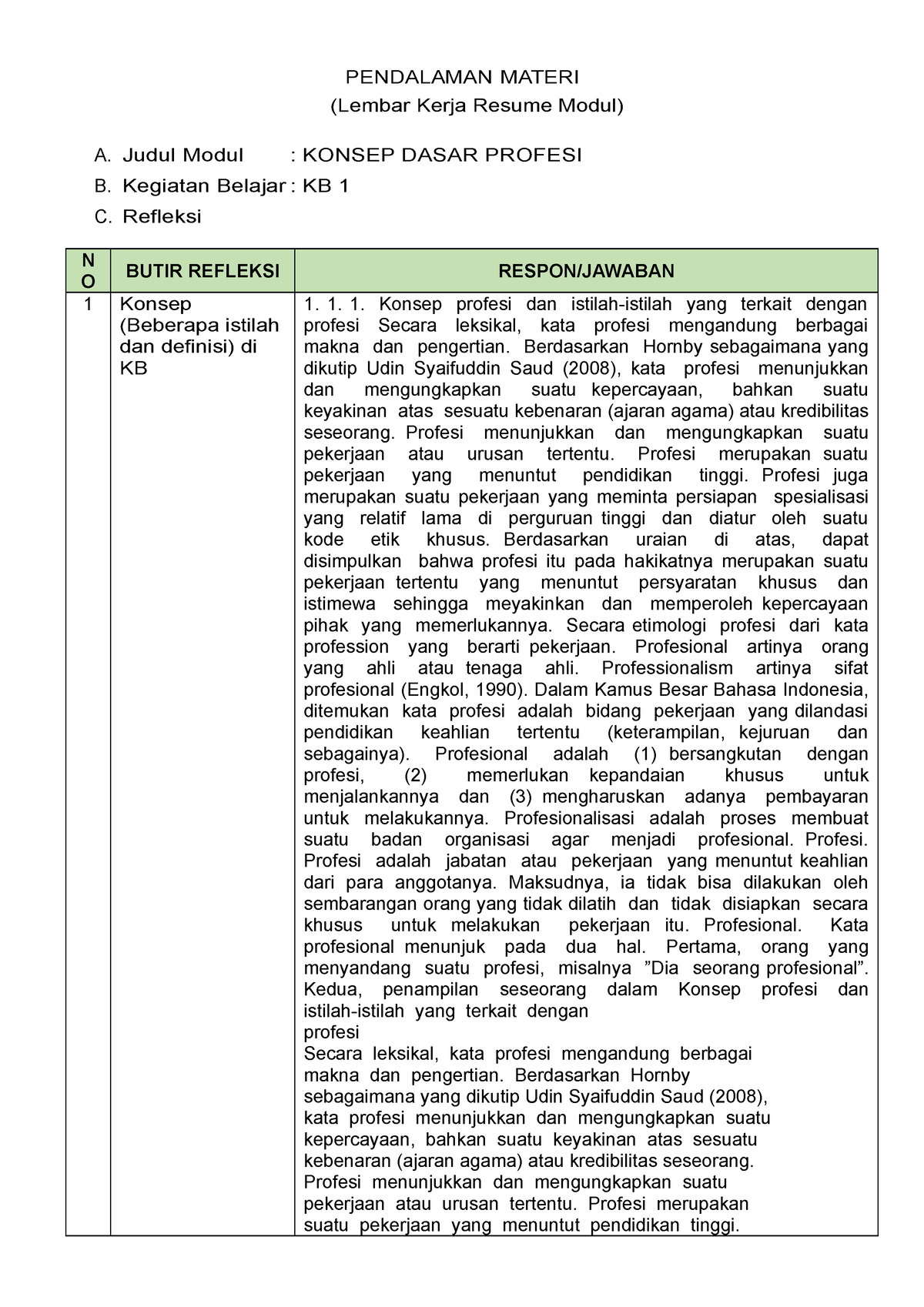 LK- Resume KB 1 ; Konsep Dasar Profesi - PENDALAMAN MATERI (Lembar ...