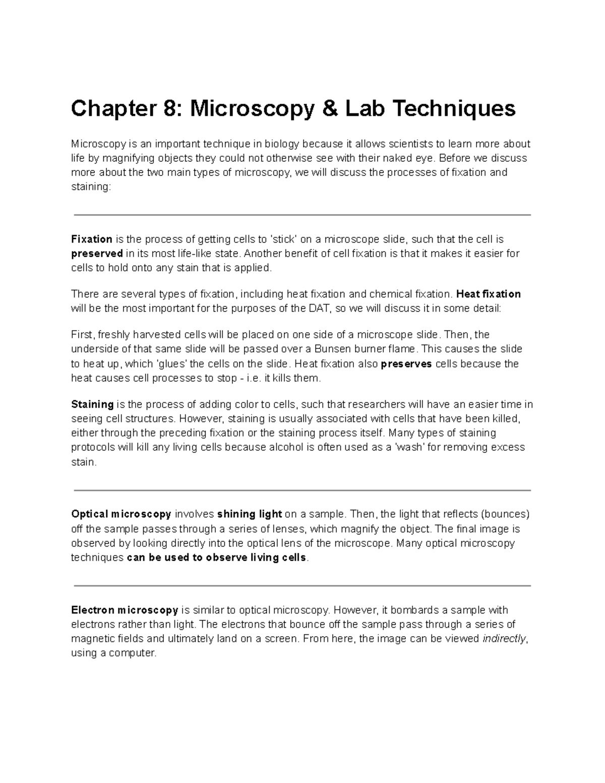 Chapter 8 Microscopy & Lab Techniques Chapter 8 Microscopy & Lab