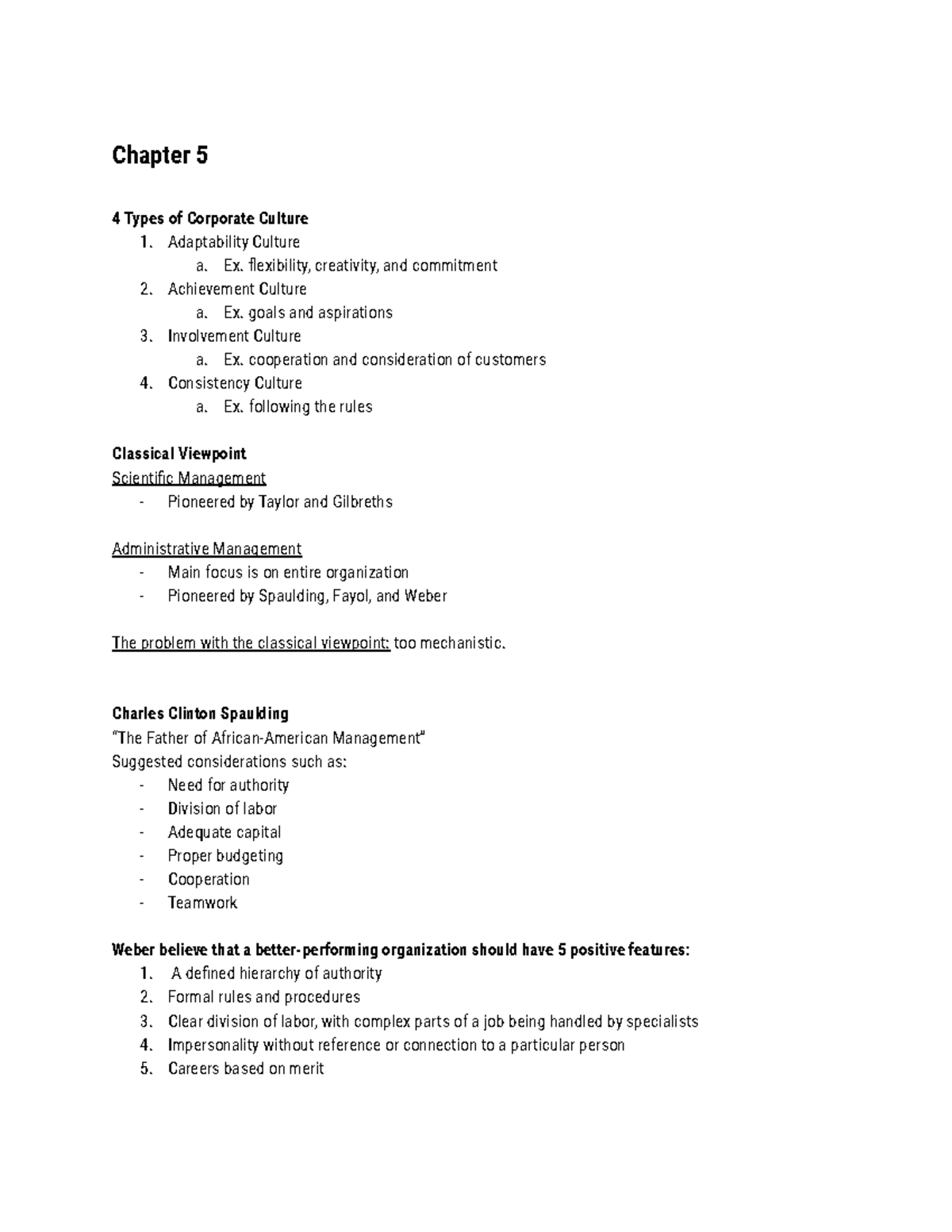 Management 101 Cumulative Notes - Chapter 5 4 Types of Corporate ...