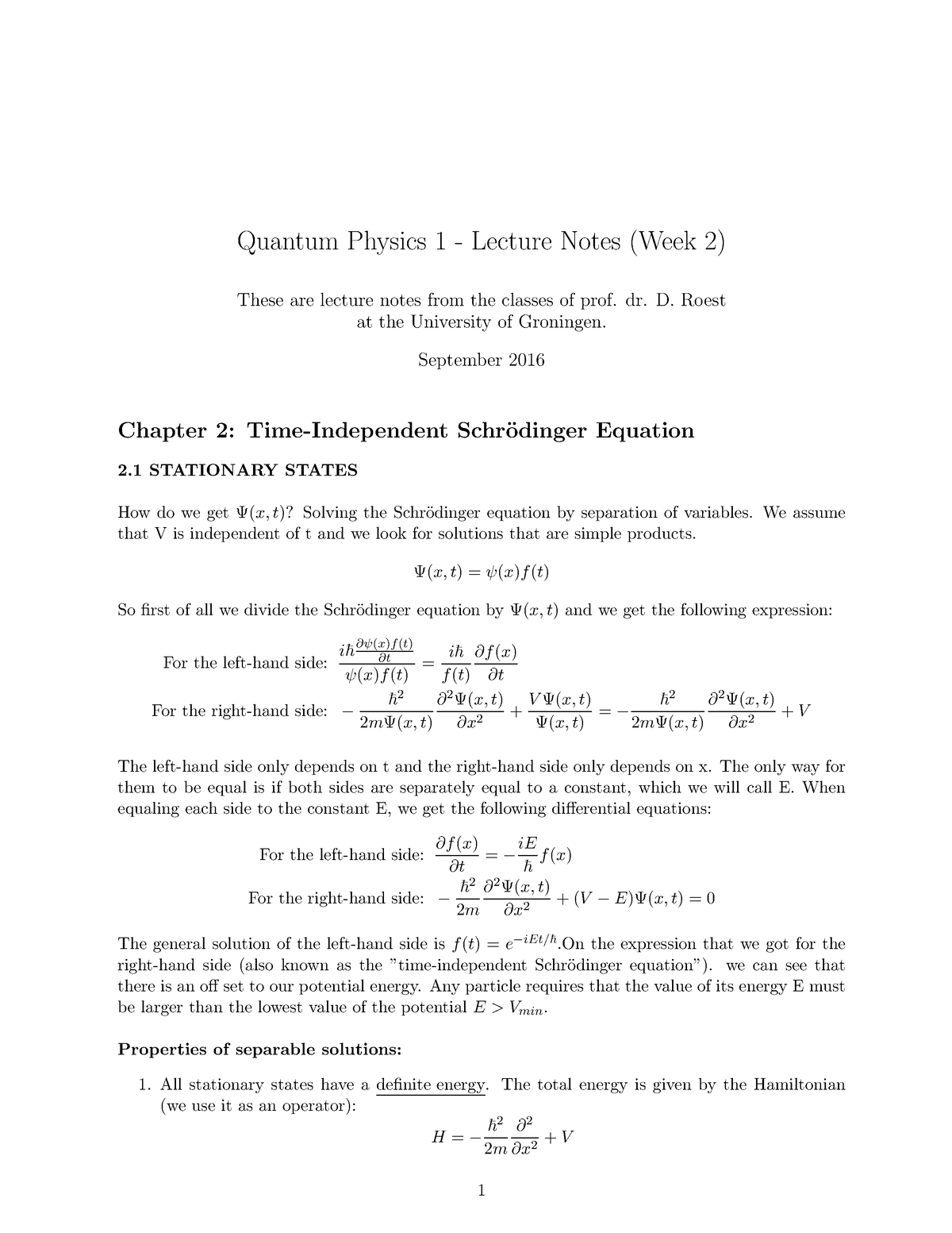 Quantum Physics 1 Lecture Week2 - Quantum Physics 1 - Lecture Notes ...