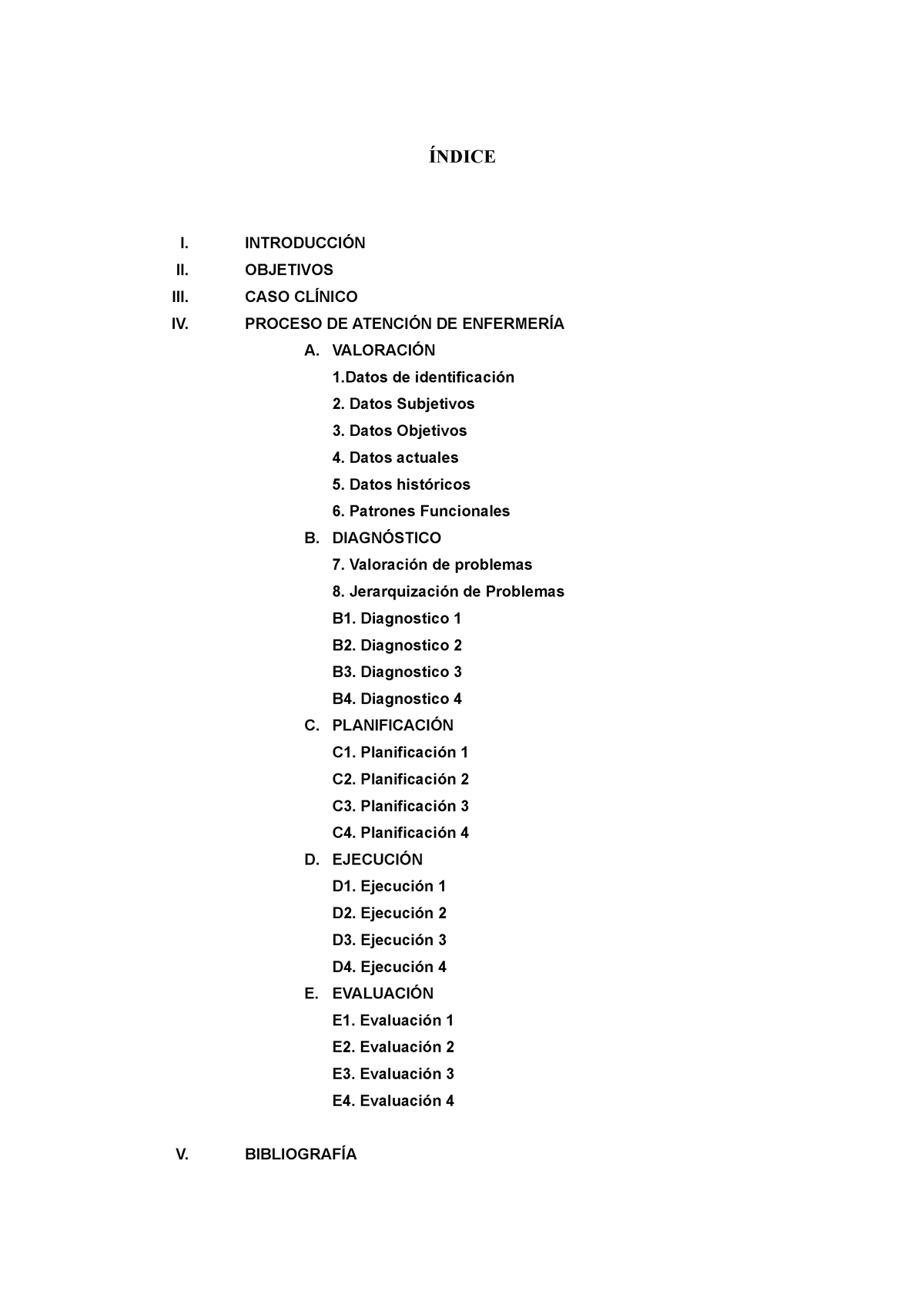 CASO Clinico Subir - ÍNDICE I. INTRODUCCIÓN II. OBJETIVOS III. CASO ...